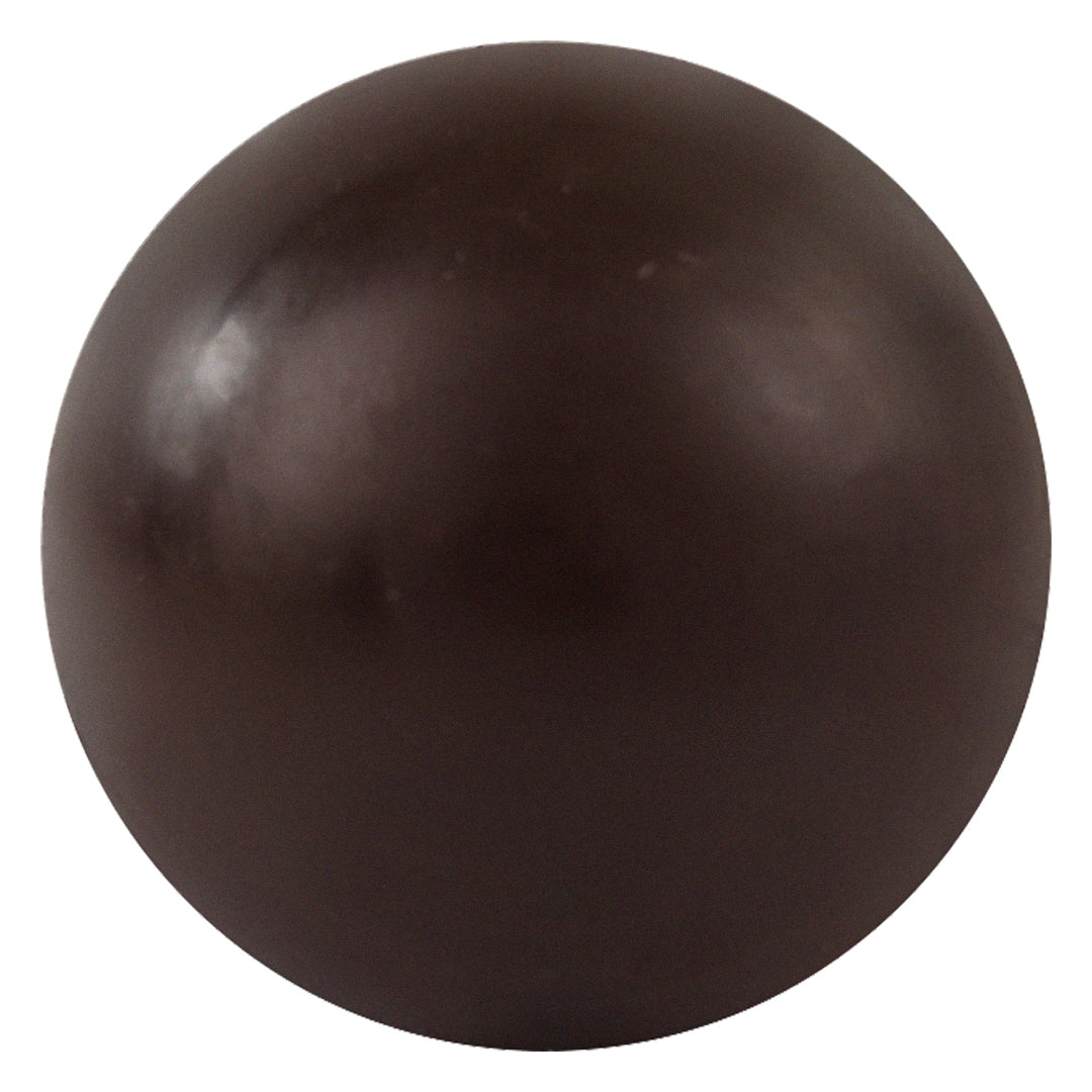 Round dark chocolate ball with glossy surface.