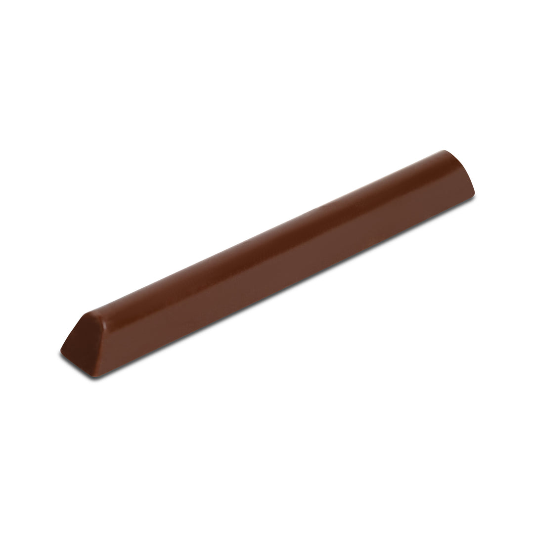 A long, plain chocolate bar on a white background.