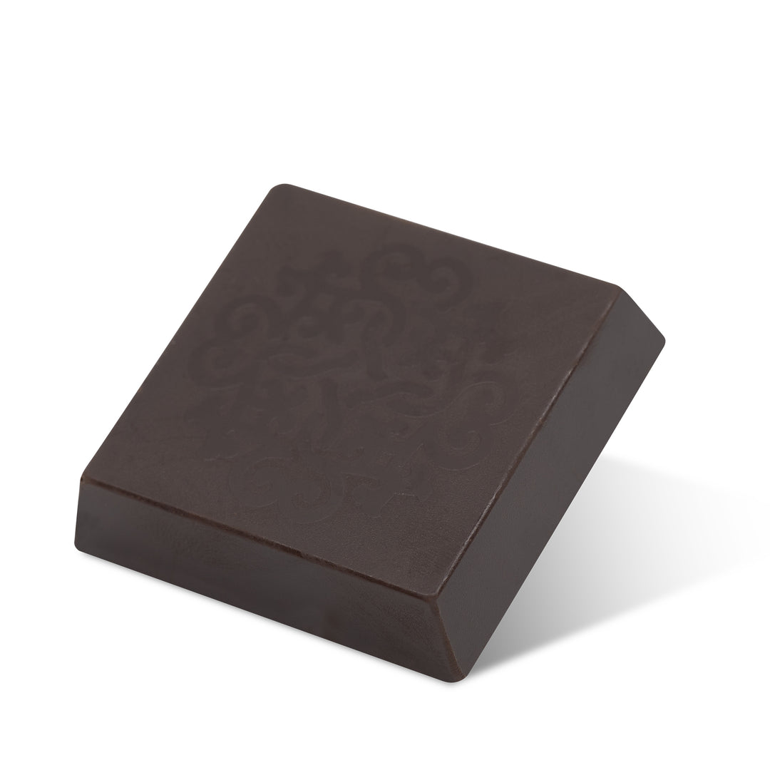 Square dark chocolate with smooth surface, Dubai Dark by Chocolate Counter