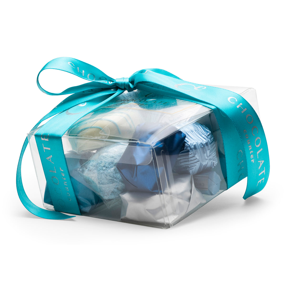Baby Boy chocolate gift box with teal ribbon