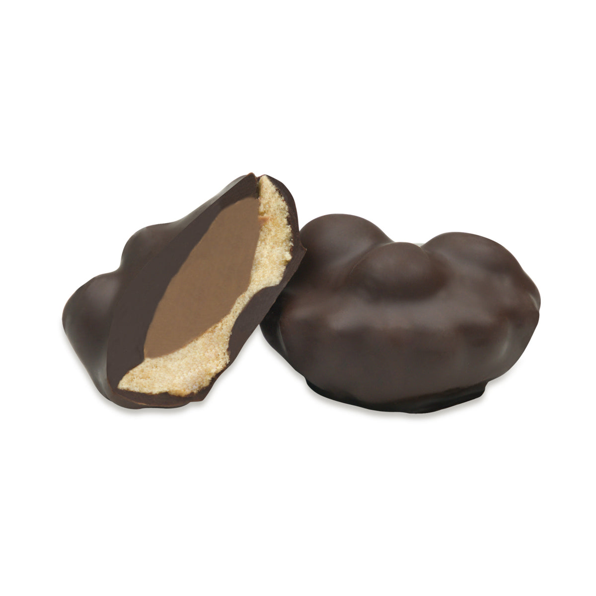 Cross-section showing hazelnut praline and cookie layer