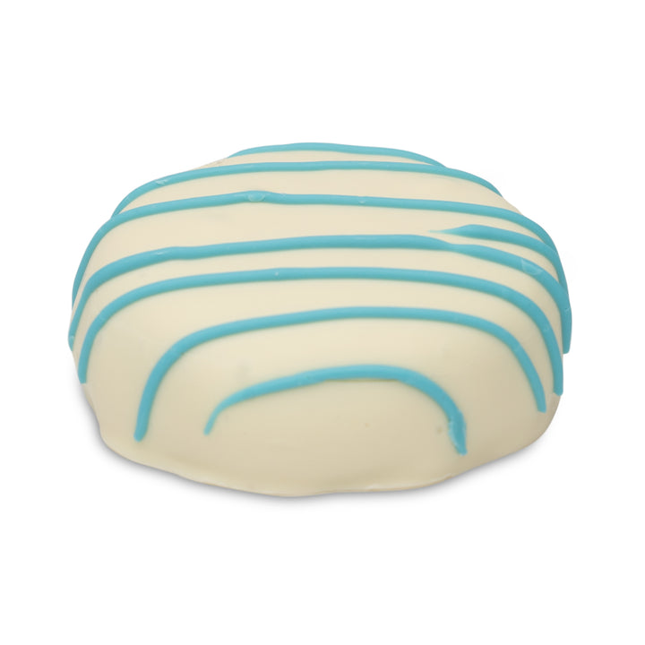 Cocoa cookie with blue drizzle