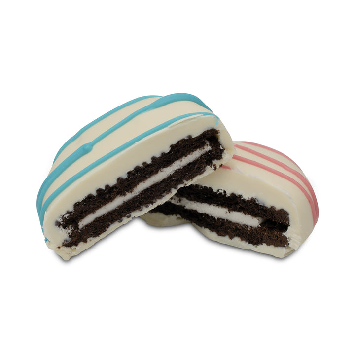 Cross-section of cocoa cookie showing chocolate cookie center