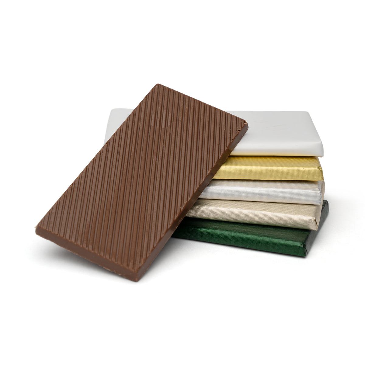 A whole Plain Chocolate Tile — a plain milk chocolate rectangle with a ridged top