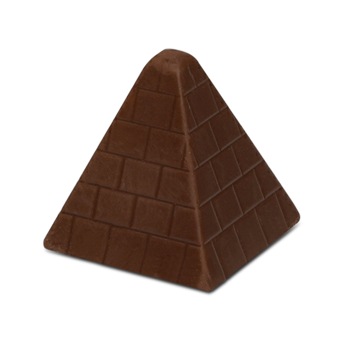 Milk chocolate pyramid with textured brick pattern