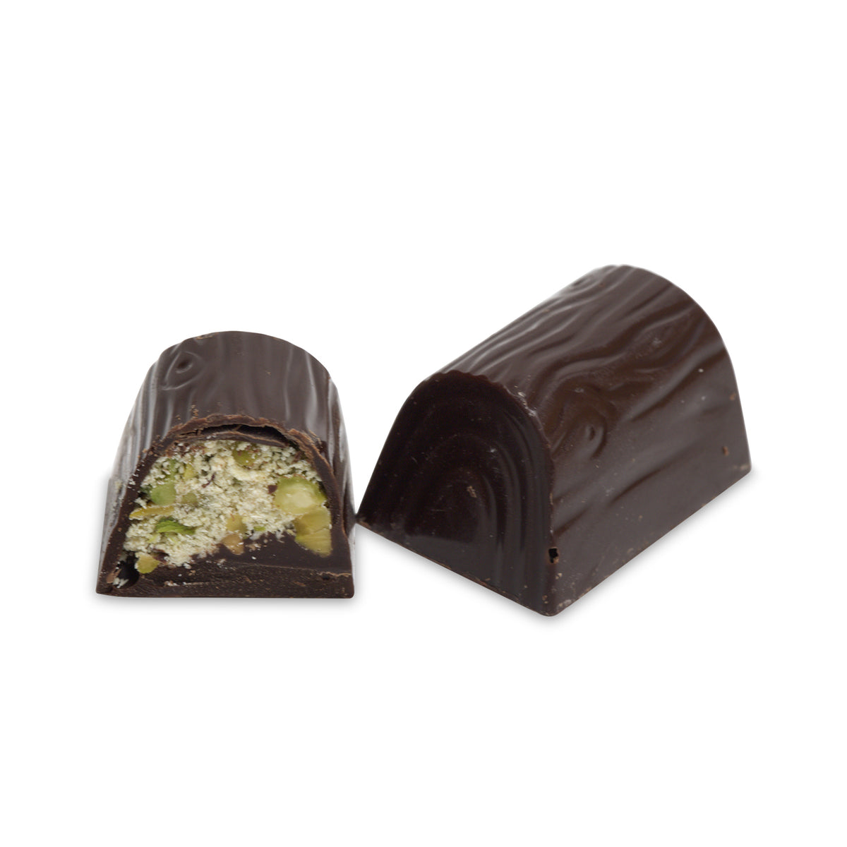 Cross-section of Halawa W/ Pistachio Dark by Chocolate Counter